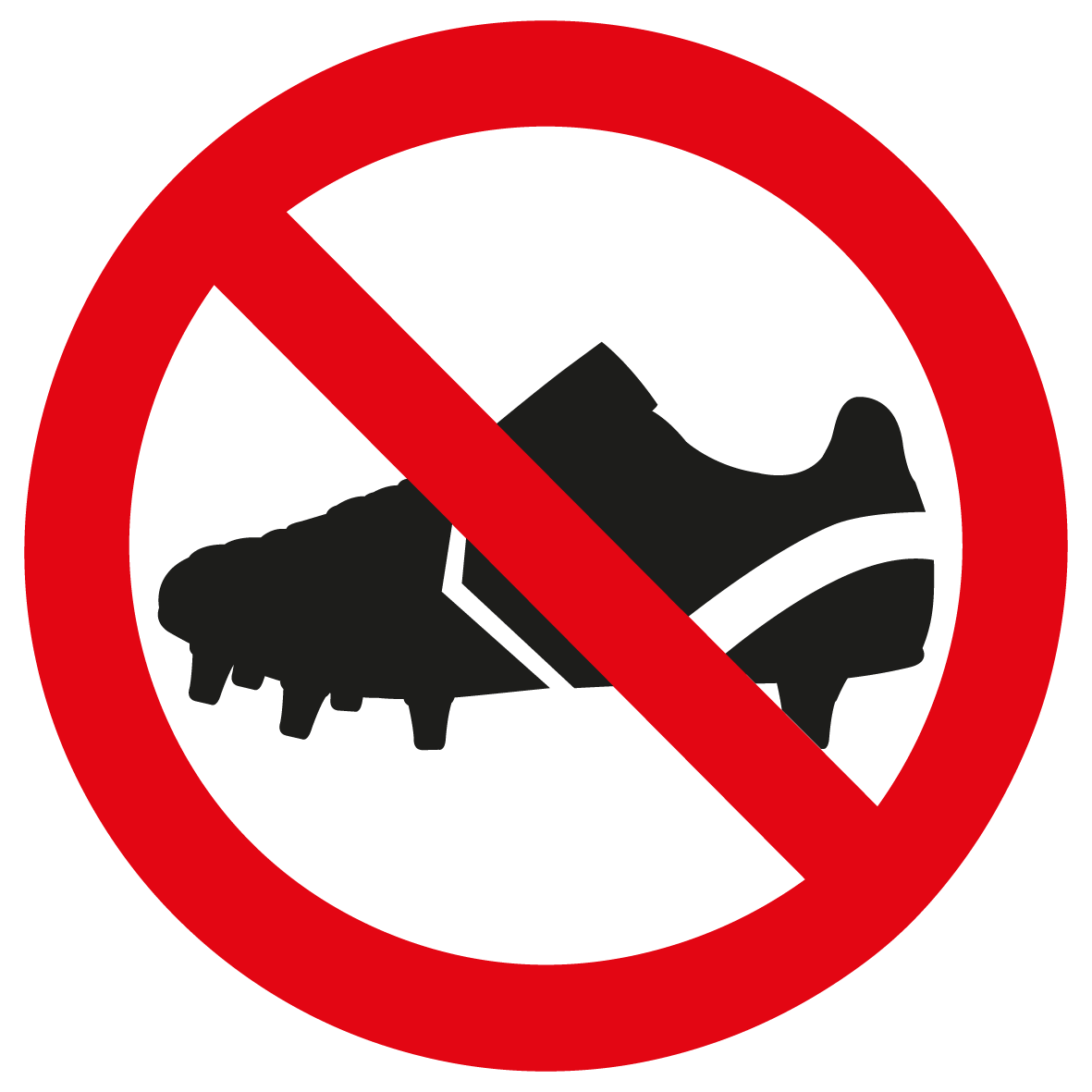 Verbotsschild - Betreten mit Fußballschuhen verboten
