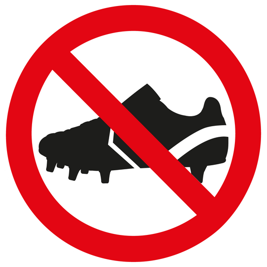Verbotsschild - Betreten mit Fußballschuhen verboten