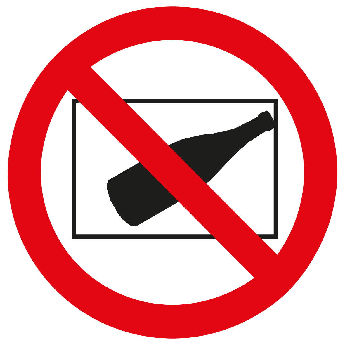 Verbotsschild - Hinauswerfen von Flaschen verboten