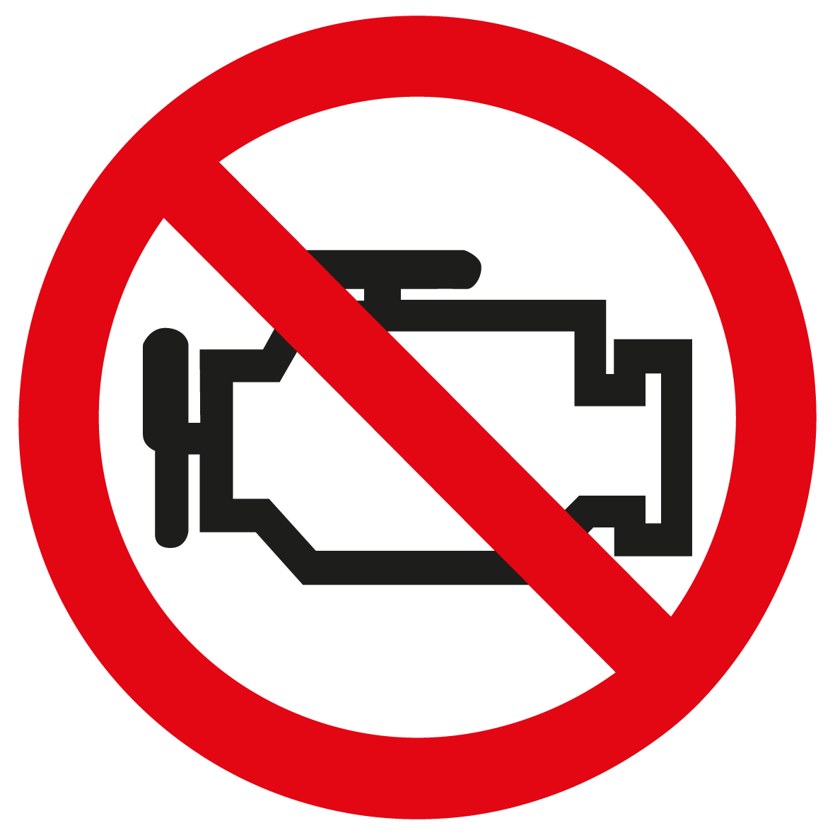 Verbotsschild - Motor abstellen! Vergiftungsgefahr