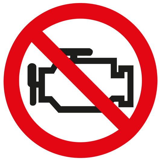 Verbotsschild - Motor abstellen! Vergiftungsgefahr