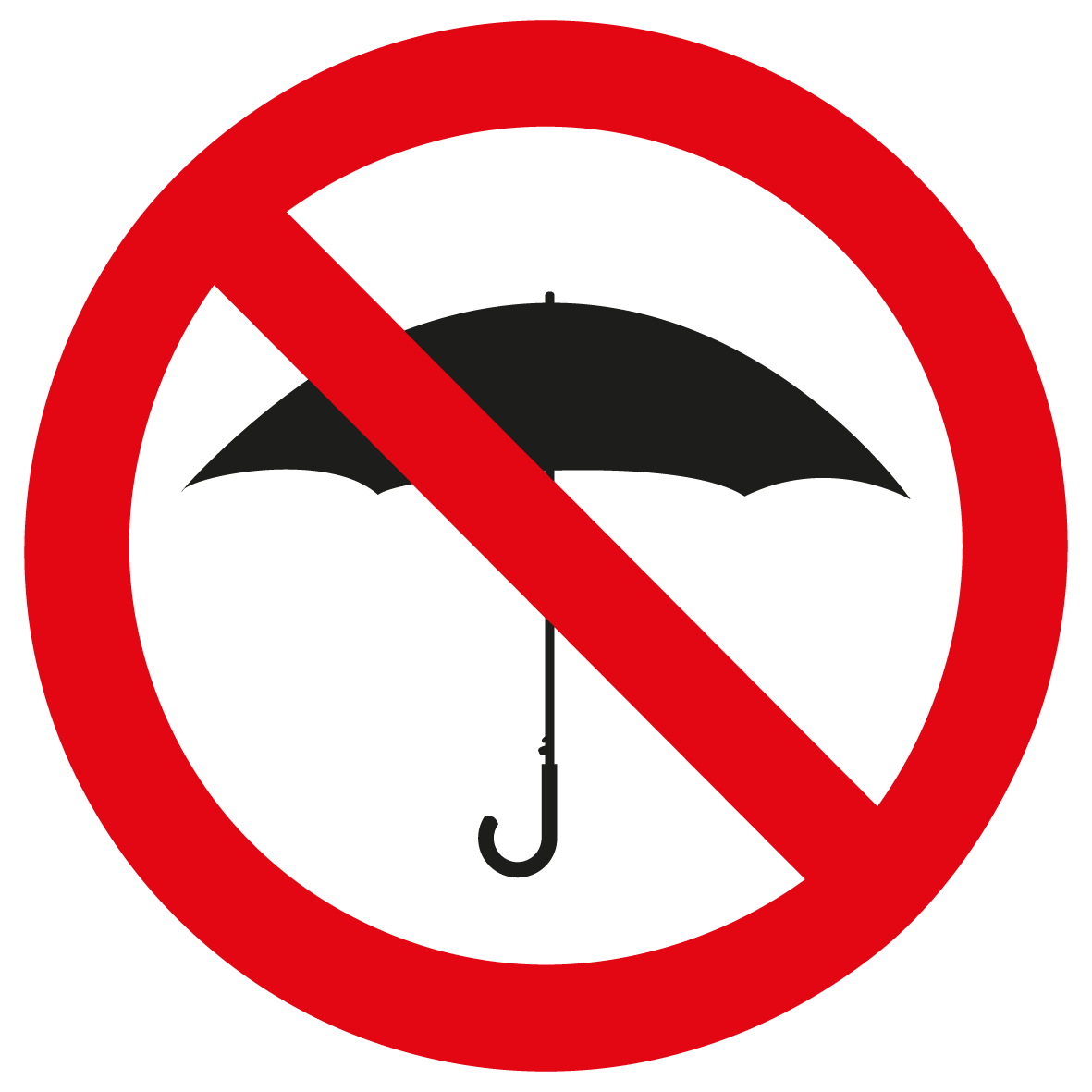 Verbotsschild - Regenschirme verboten