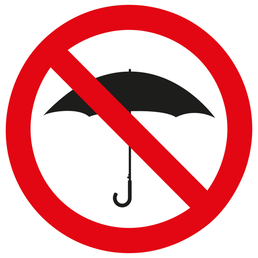 Verbotsschild - Regenschirme verboten