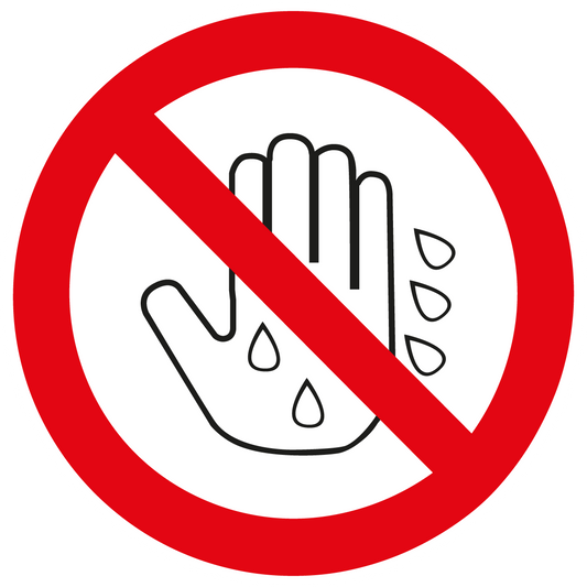 Verbotsschilder - Berühren mit nasser Hand verboten