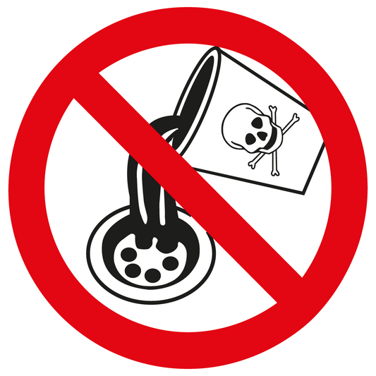 Verbotsschilder - Keine giftigen Stoffe in Abflüsse einleiten