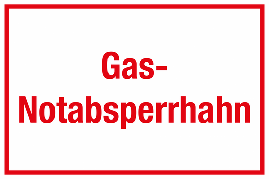 Schild für Gas- und Heizungsanlagen - Gas-Notabsperrhahn