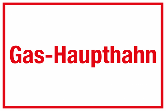 Schild für Gas- und Heizungsanlagen - Gas-Haupthahn