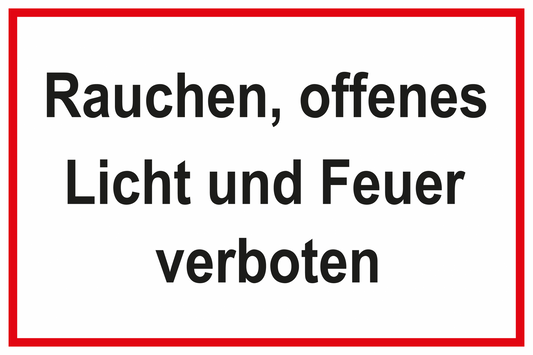 Schild für Gas- und Heizungsanlagen - Rauchen, offenes Licht und Feuer verboten