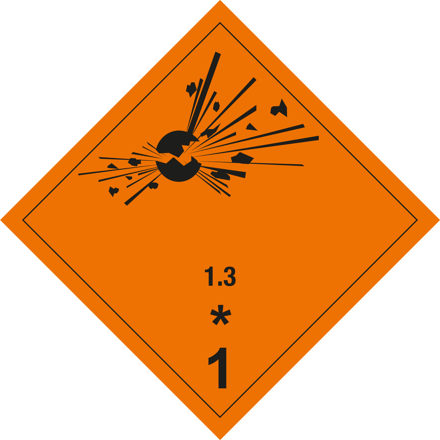 Gefahrgutschild - Explosive Stoffe (1.3)