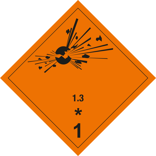 Gefahrgutschild - Explosive Stoffe (1.3)