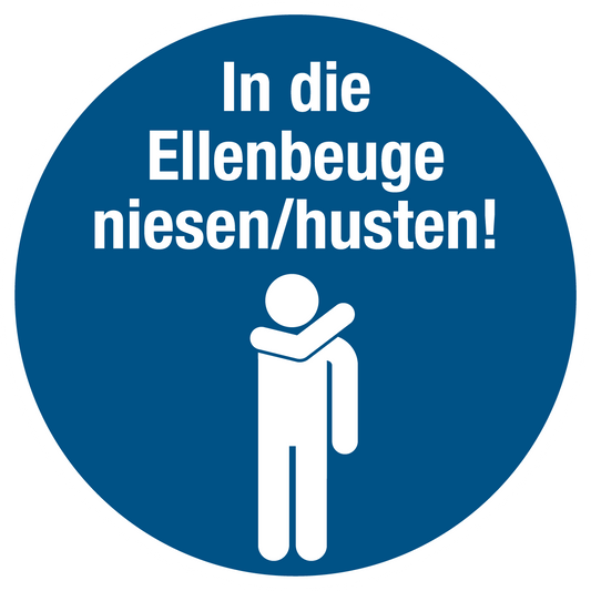 Gebotsschild - In die Ellenbeuge niesen/husten!