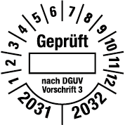 Prüfplaketten nach DGUV Vorschrift  - DP10