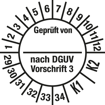 Prüfplaketten nach DGUV Vorschrift  - DP2