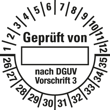 Prüfplaketten nach DGUV Vorschrift  - DP3