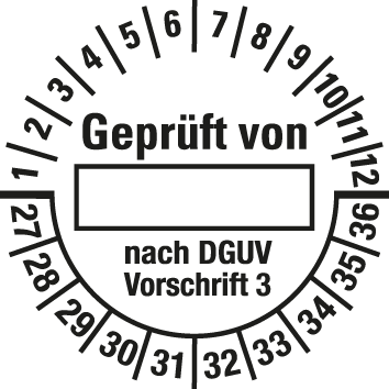 Prüfplaketten nach DGUV Vorschrift  - DP3