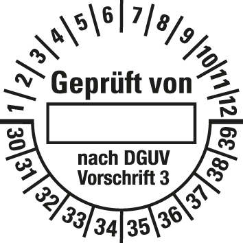 Prüfplaketten nach DGUV Vorschrift  - DP3