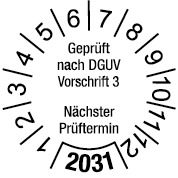 Prüfplaketten nach DGUV Vorschrift  - DP6