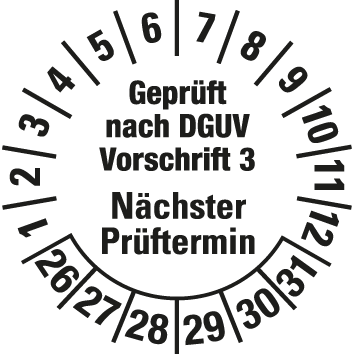Prüfplaketten nach DGUV Vorschrift  - DP7