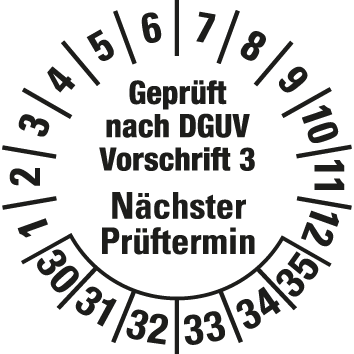 Prüfplaketten nach DGUV Vorschrift  - DP7