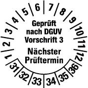 Prüfplaketten nach DGUV Vorschrift  - DP7
