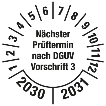 Prüfplaketten nach DGUV Vorschrift  - DP9