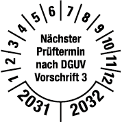 Prüfplaketten nach DGUV Vorschrift  - DP9
