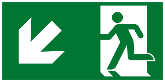Rettungs- & Fluchtwegschild - Rettungsweg links abwärts (Etagenwechsel)