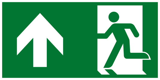 Rettungs- & Fluchtwegschild - Rettungsweg geradeaus / links oben