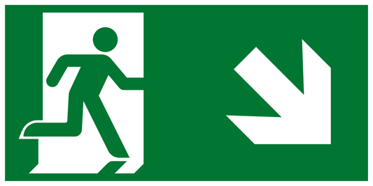 Rettungs- & Fluchtwegschild - Rettungsweg rechts abwärts (Etagenwechsel)