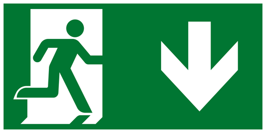 Rettungs- & Fluchtwegschild - Rettungsweg abwärts gehen (Etagenwechsel)