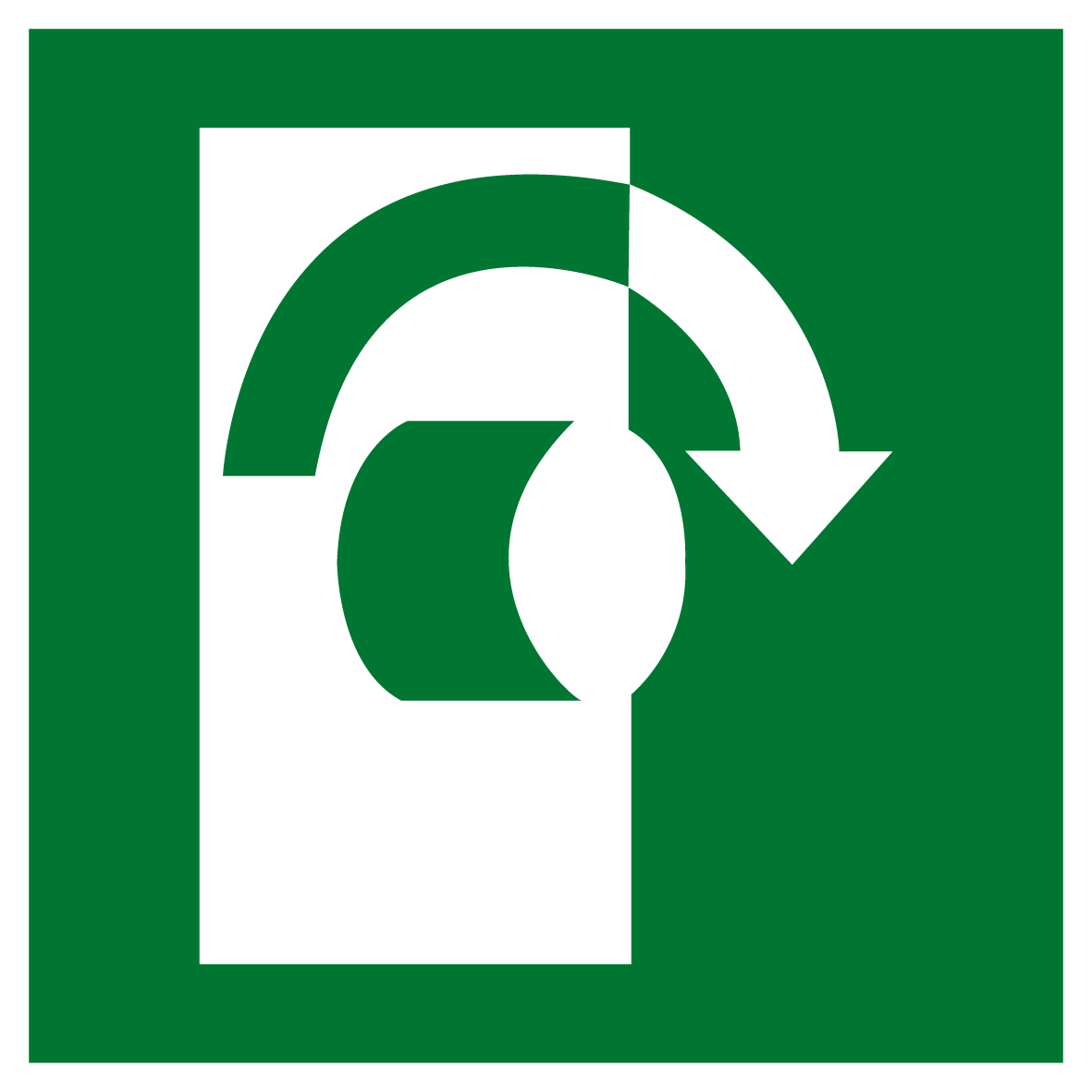 Rettungs- & Fluchtwegschild - Öffnen im Uhrzeigersinn