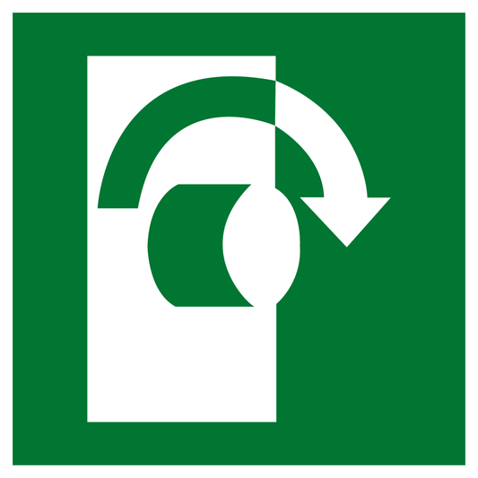 Rettungs- & Fluchtwegschild - Öffnen im Uhrzeigersinn