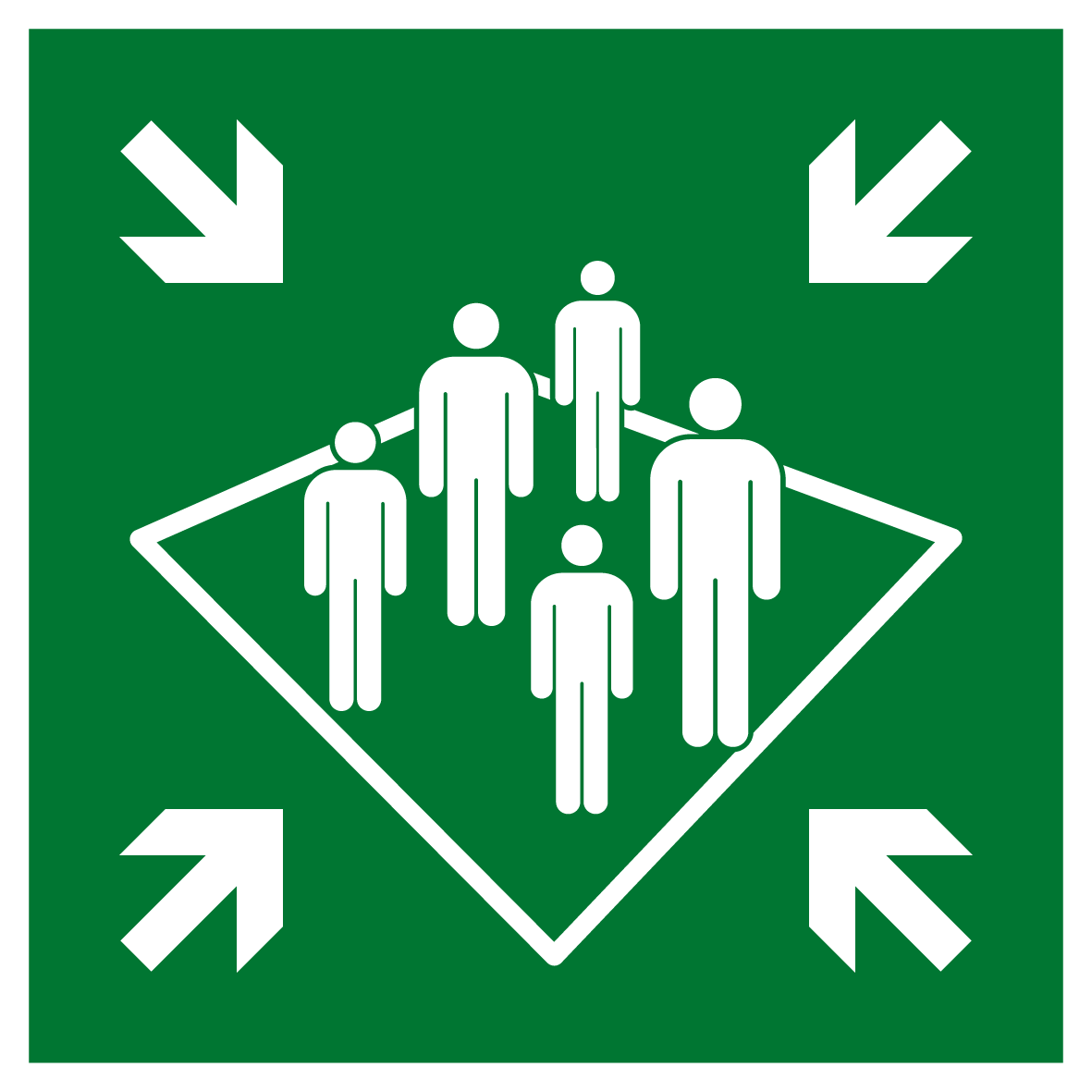 Rettungs- & Fluchtwegschild - Sammelstelle auf einem Schiff