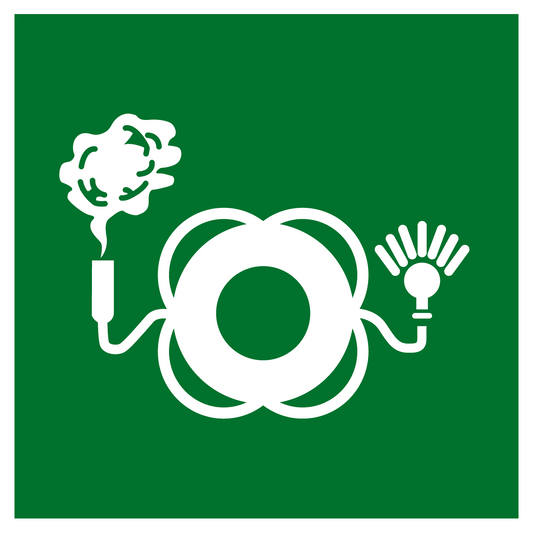 Rettungs- & Fluchtwegschild - Rettungsring mit Licht und Rauch
