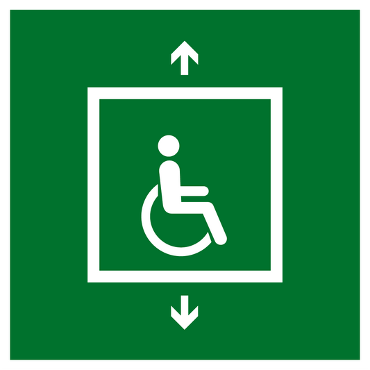 Rettungs- & Fluchtwegschild - Rettungsaufzug für nicht-gehfähige oder gehbeeinträchtigte Personen