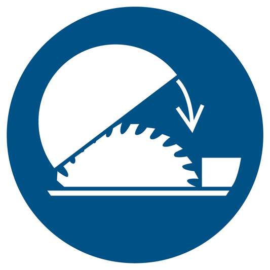 Gebotsschild - Schutzhaube Tischkreissäge benutzen