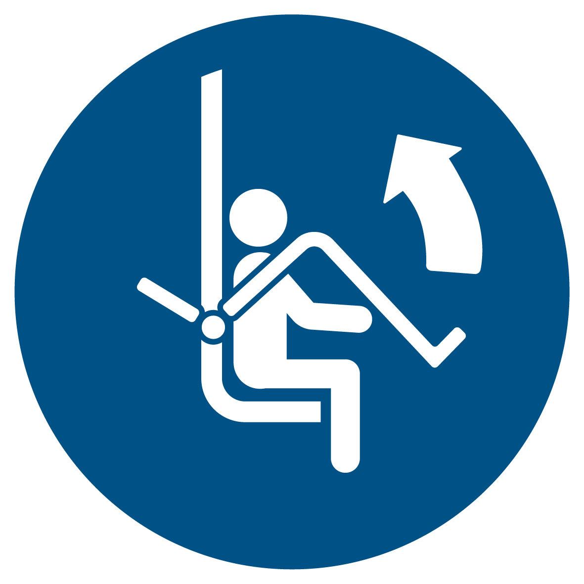 Gebotsschild - Sicherheitsbügel des Sessellifts schließen