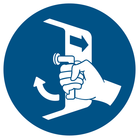 Gebotsschild - Öffnungen schließen und sichern beim Aussetzvorgang