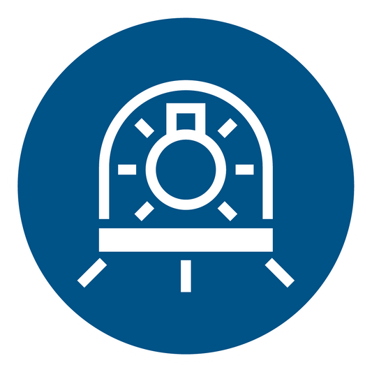 Gebotsschild - Lampe in Leuchte mit Abschirmung verwenden