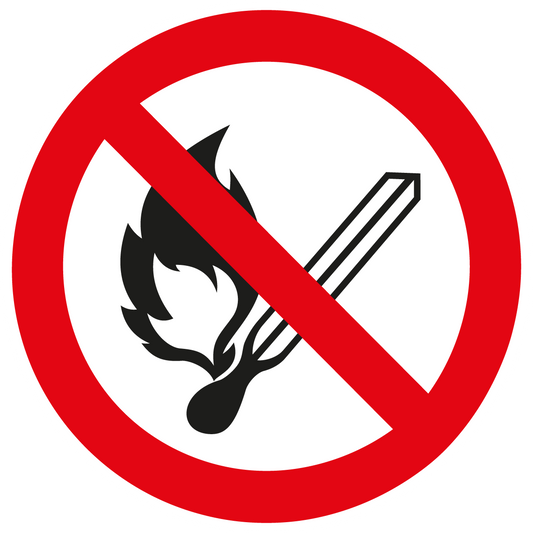 Verbotsschild - Feuer, offenes Licht und Rauchen verboten
