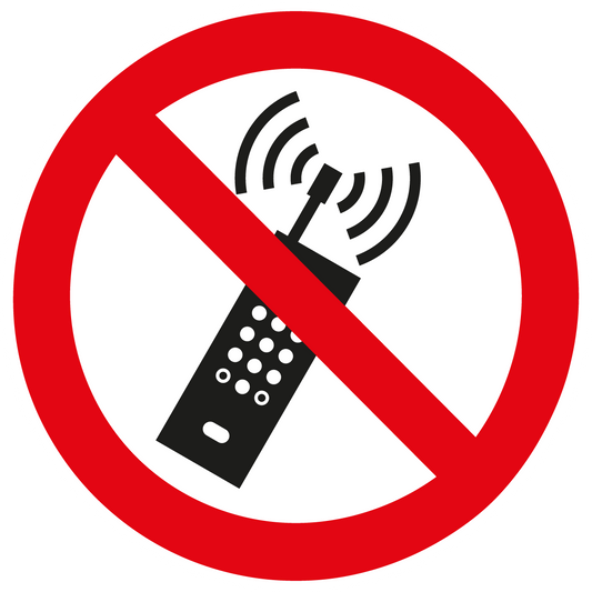Verbotsschild - Eingeschaltete Mobiltelefone verboten