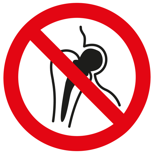 Verbotsschild - Kein Zutritt für Personen mit Implantaten aus Metall