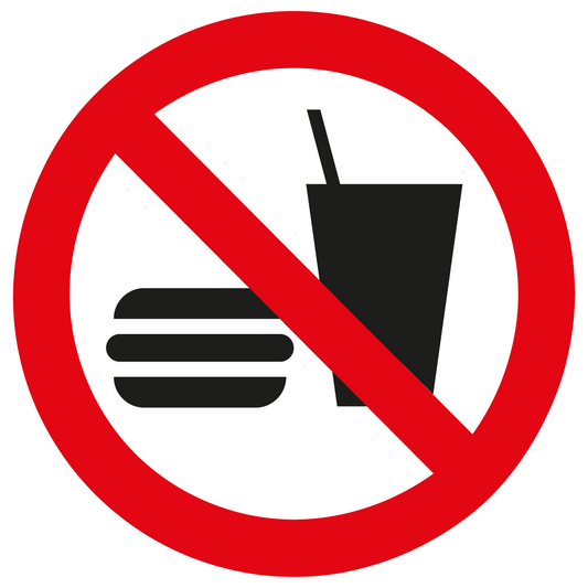 Verbotsschild - Essen und Trinken verboten