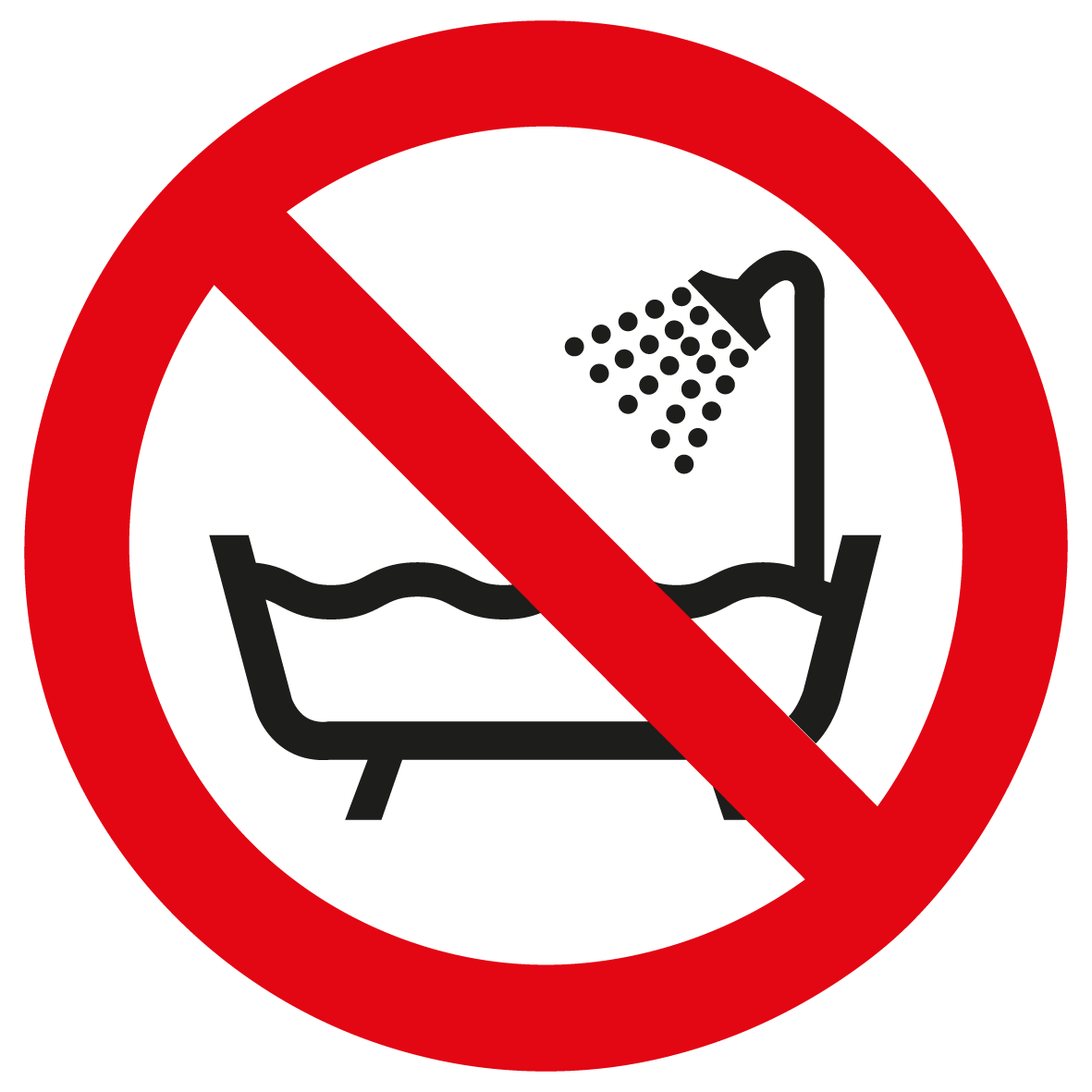 Verbotsschild - Verbot, dieses Gerät in der Badewanne zu benutzen