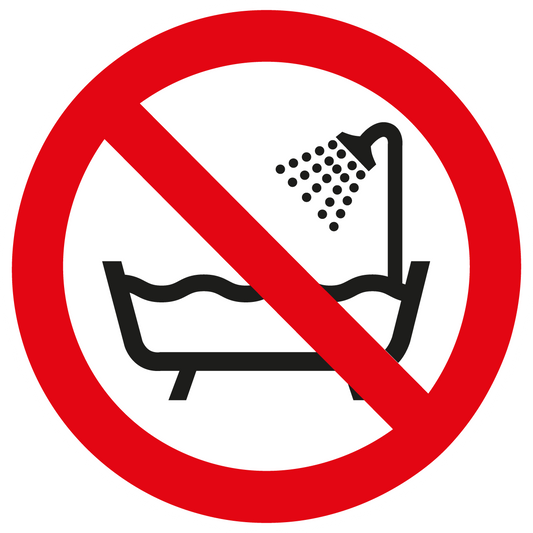 Verbotsschild - Verbot, dieses Gerät in der Badewanne zu benutzen