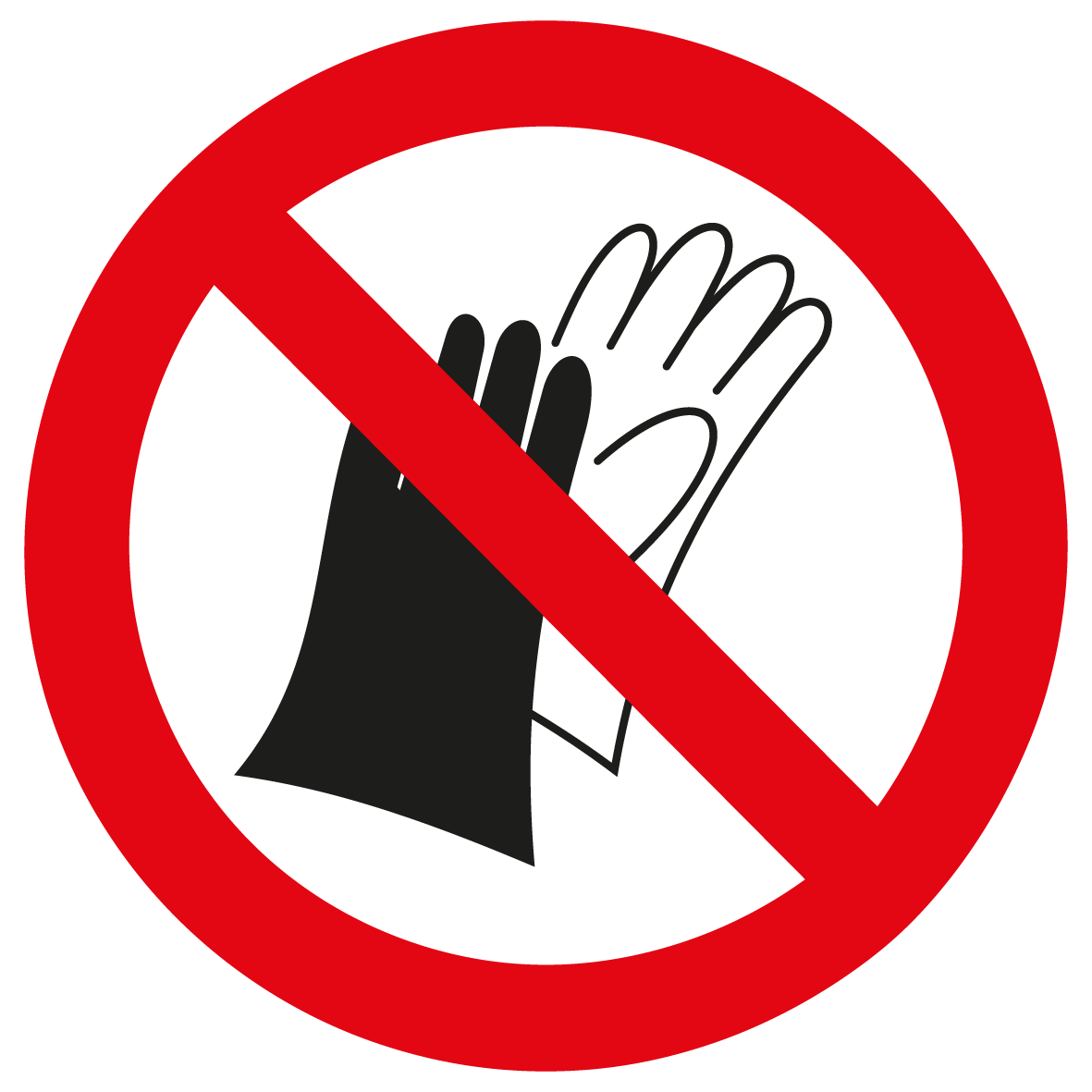 Verbotsschild - Benutzen von Handschuhen verboten