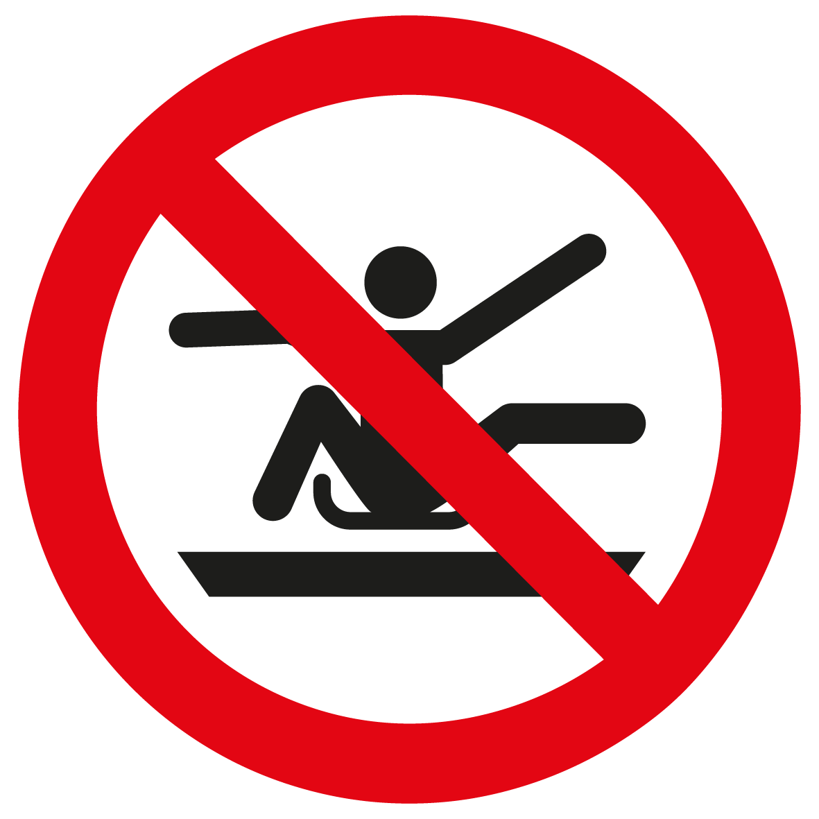 Verbotsschild - Aus dem Schlitten lehnen verboten