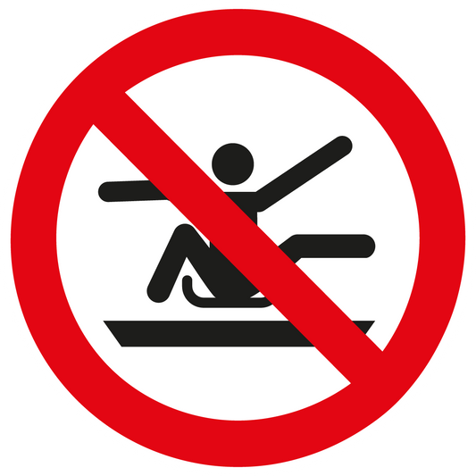 Verbotsschild - Aus dem Schlitten lehnen verboten