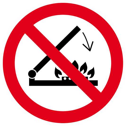 Verbotsschild - Deckel nicht schließen, wenn die Brenner in Betrieb sind