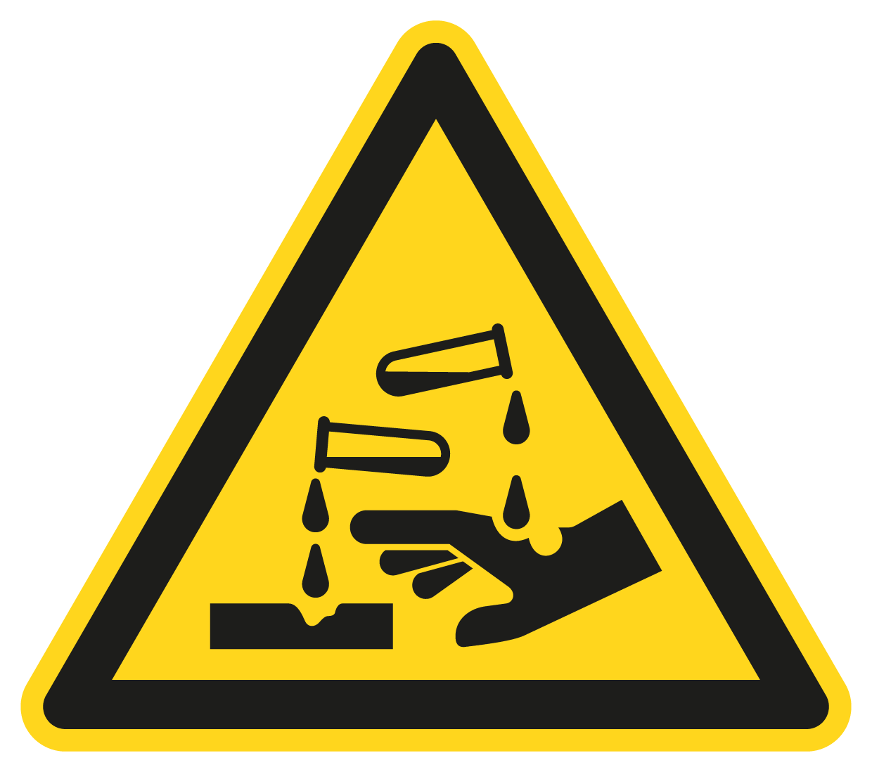 Warnschild - Warnung vor ätzenden Stoffen